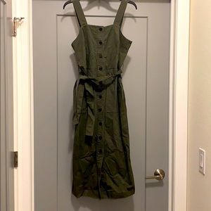Fabulous Army Green Button Dress